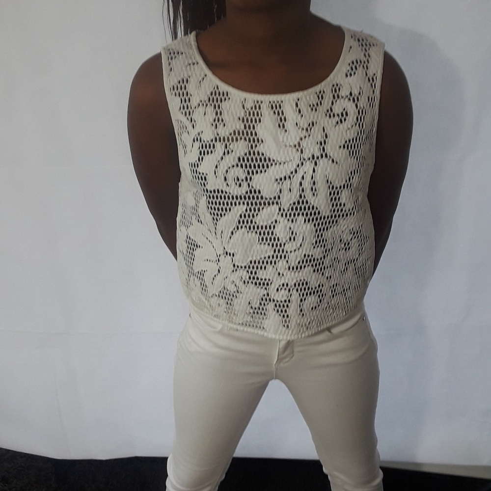 White mesh Forever 21 crop top